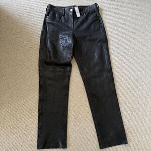 JCrew Collection straight leg leather pants in Black